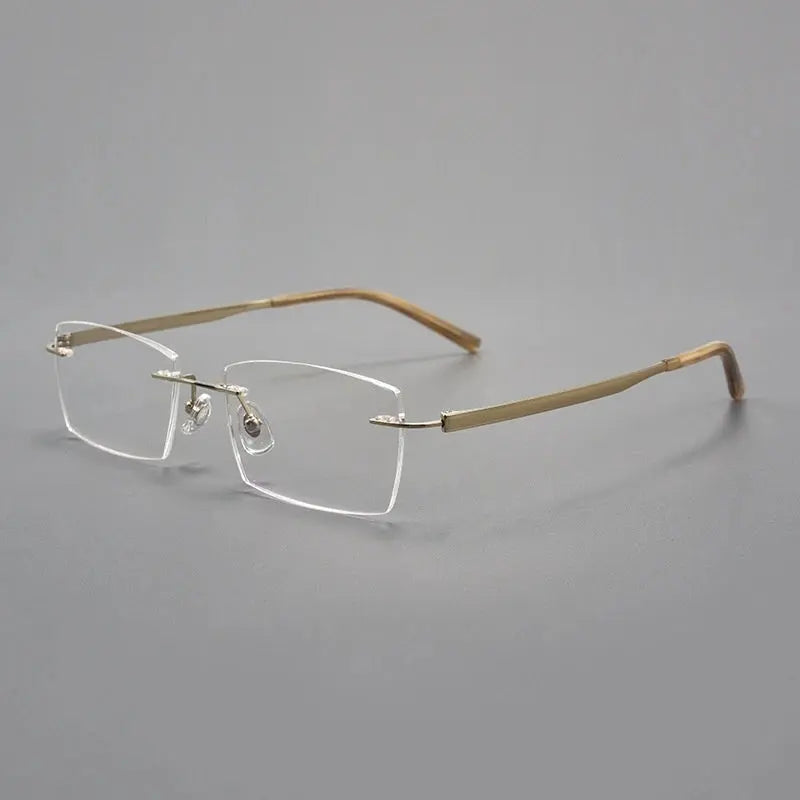 Men's Square Rimless Titanium Prescription Glasses 15802 — view 4 | Rx Spectacle