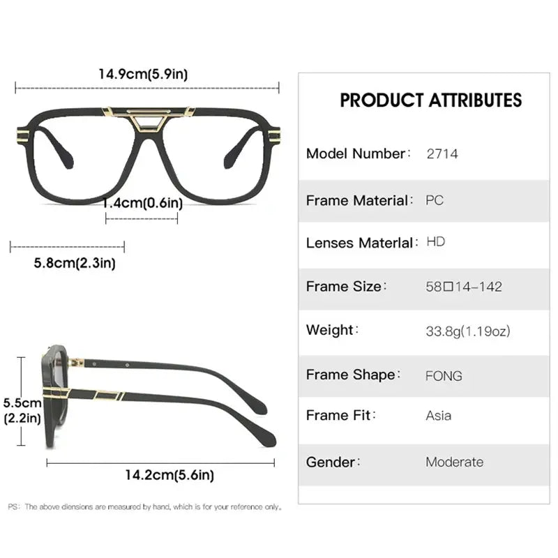 Men's Square Full Rim Double Bridge Prescription Glasses 271400 — view 2 | Rx Spectacle