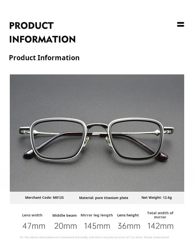 Unisex Square Full Rim Titanium Prescription Glasses M81224 — view 2 | Rx Spectacle