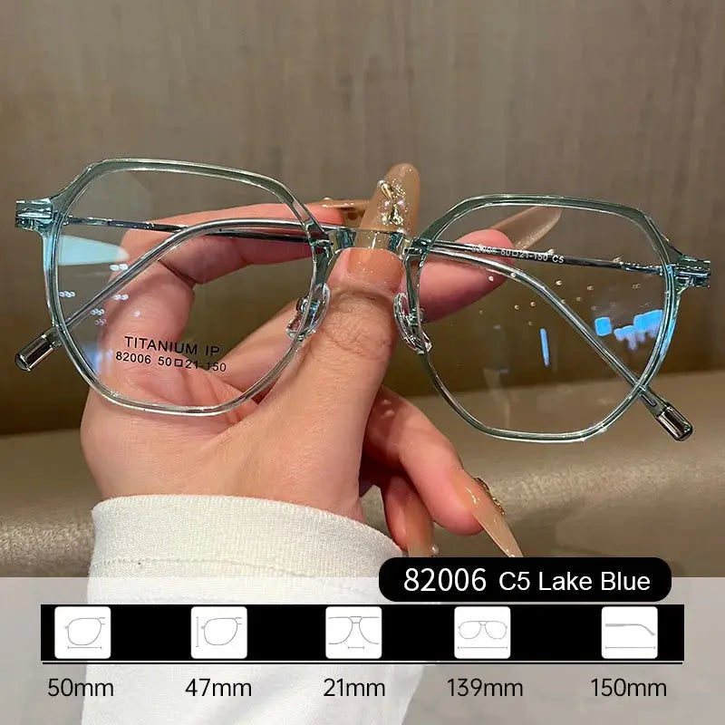Women's Polygon Full Rim Titanium Flat Top Prescription Glasses 82006 — view 7 | Rx Spectacle