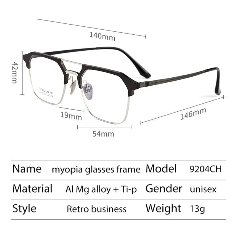 Men's Square Full Rim Titanium Prescription Glasses 920411 — view 2 | Rx Spectacle