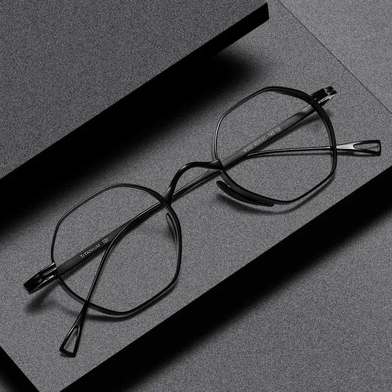 Unisex Polygon Full Rim Titanium Reading Glasses K152 — view 1 | Rx Spectacle