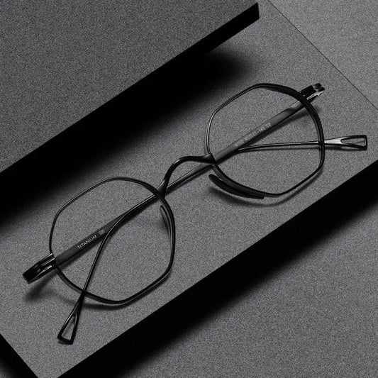 Unisex Polygon Full Rim Titanium Reading Glasses K152 — view 1 | Rx Spectacle