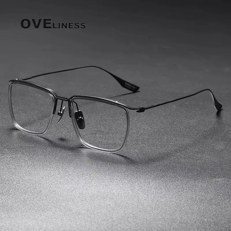Men's Square Full Rim Titanium Prescription Glasses 614106 — view 6 | Rx Spectacle