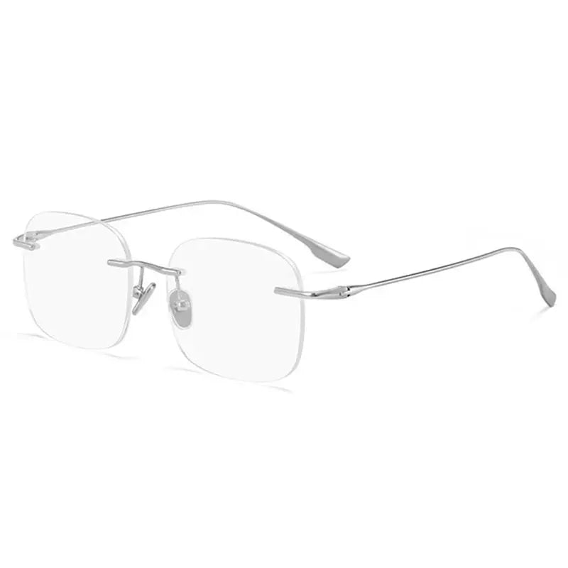 Men's Square Rimless Titanium Prescription Glasses 99219 — view 4 | Rx Spectacle