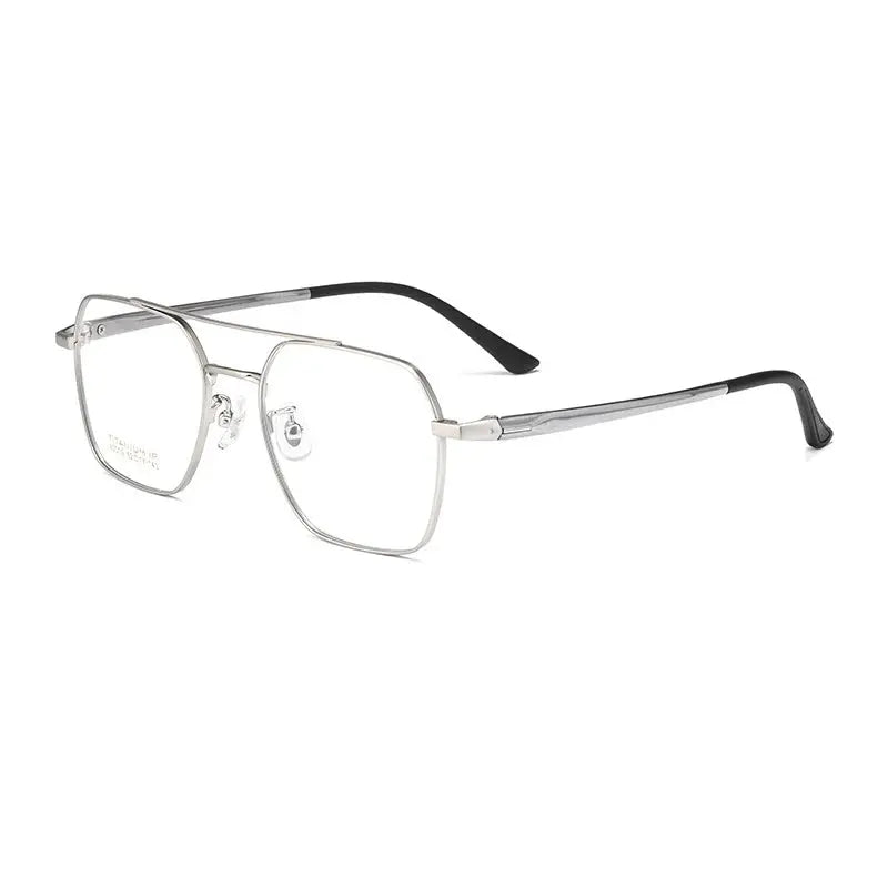 Men's Square Full Rim Titanium Double Bridge Prescription Glasses N80009n — view 9 | Rx Spectacle