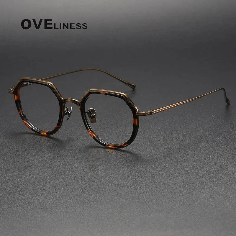 Unisex Polygon Full Rim Titanium Prescription Glasses U136 — view 9 | Rx Spectacle
