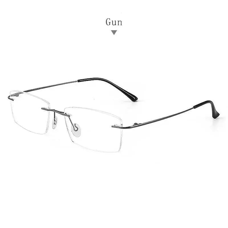 Unisex Square Rimless Titanium Prescription Glasses S8161 — view 7 | Rx Spectacle