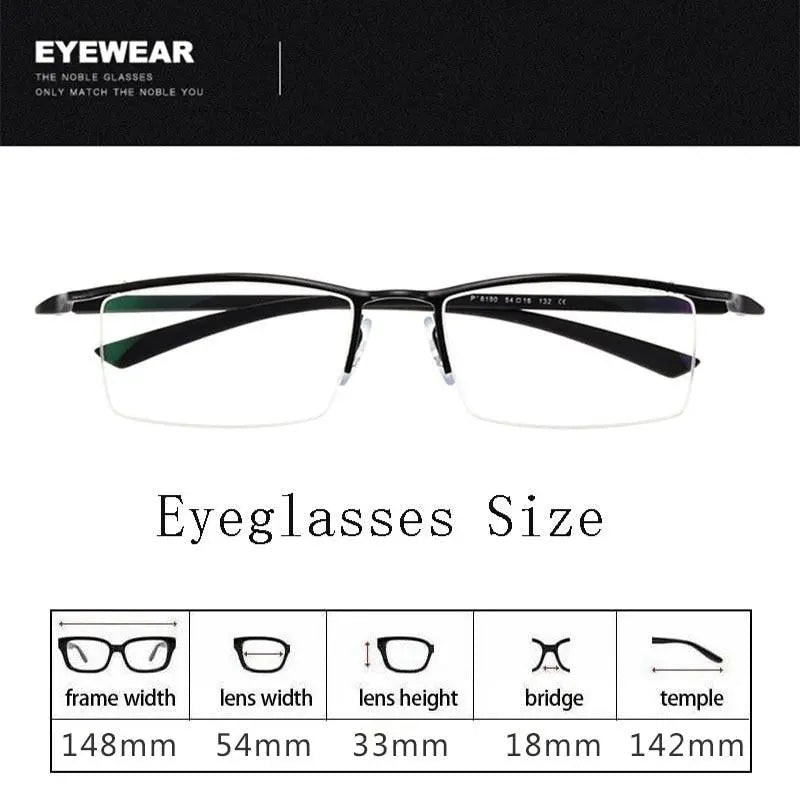Men's Square Semi-Rimless Titanium Prescription Glasses P8190 — view 9 | Rx Spectacle