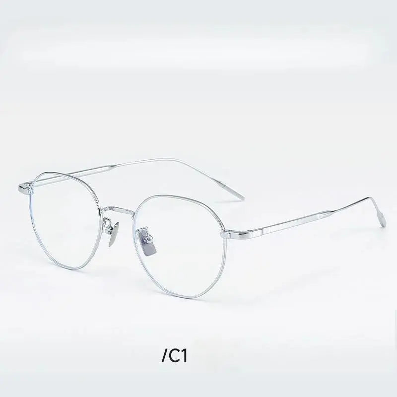 Unisex Oval Full Rim Titanium Flat Top Prescription Glasses 30908 — view 5 | Rx Spectacle