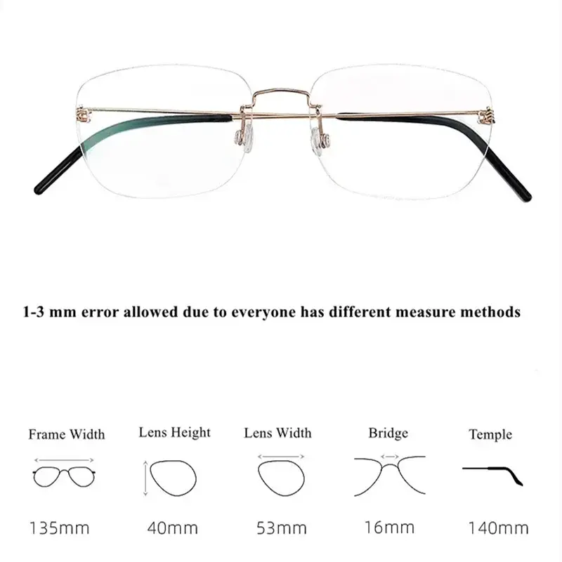 Women's Square Rimless Titanium Prescription Glasses 361100 — view 3 | Rx Spectacle