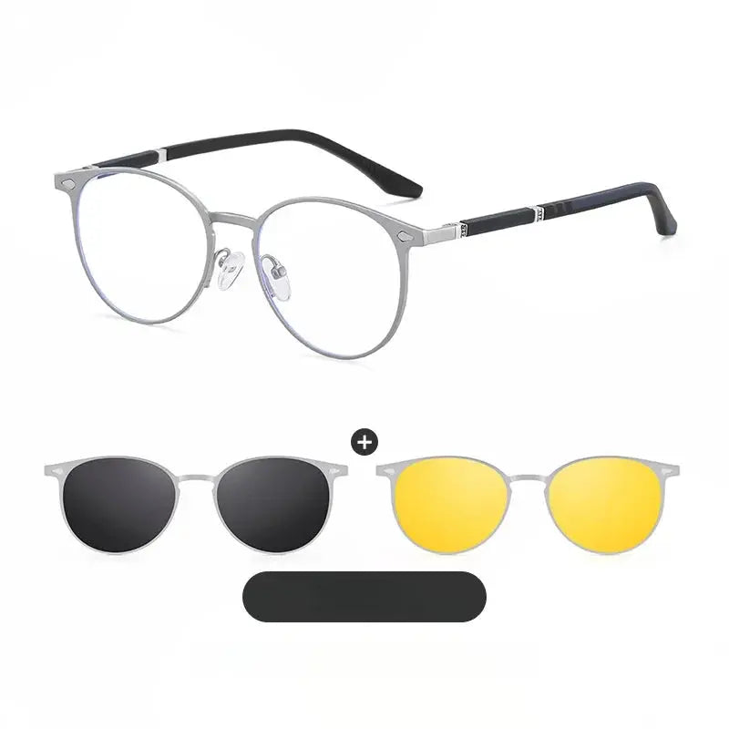 Women's Round Full Rim Stainless Steel Clip-On Prescription Glasses 77043 — view 5 | Rx Spectacle