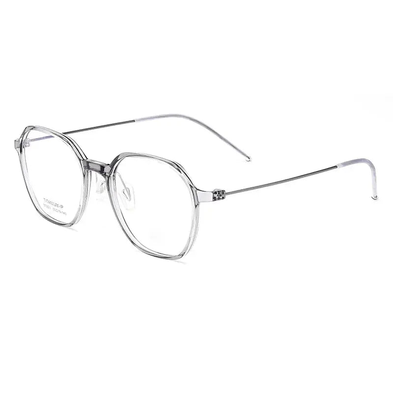 Women's Polygon Full Rim Titanium Flat Top Prescription Glasses 75823 — view 4 | Rx Spectacle