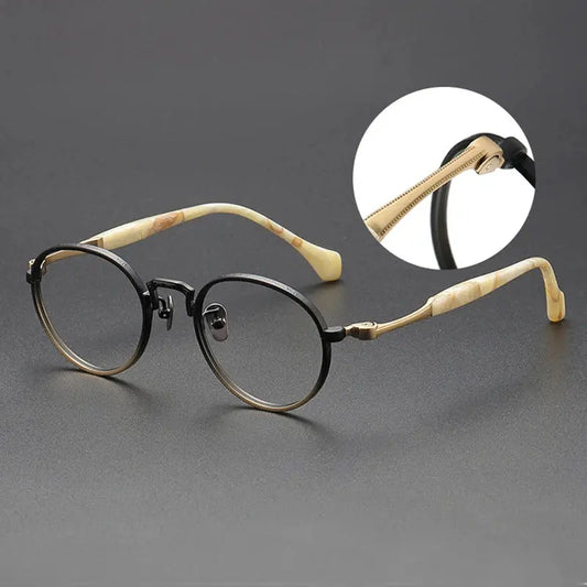 Women's Round Full Rim Titanium Prescription Glasses S808 — view 1 | Rx Spectacle