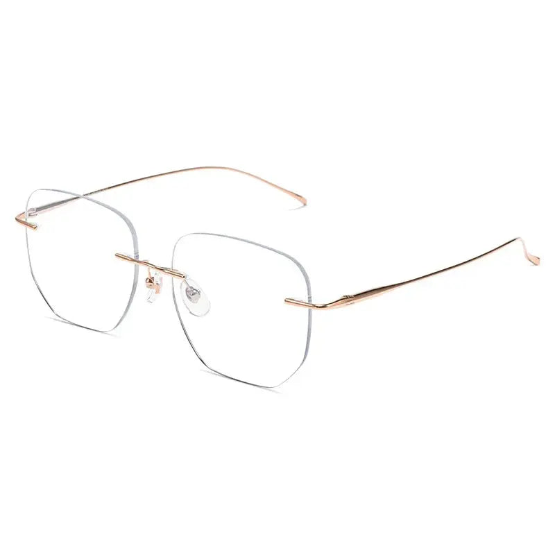 Women's Square Rimless Titanium Prescription Glasses 728925 — view 6 | Rx Spectacle