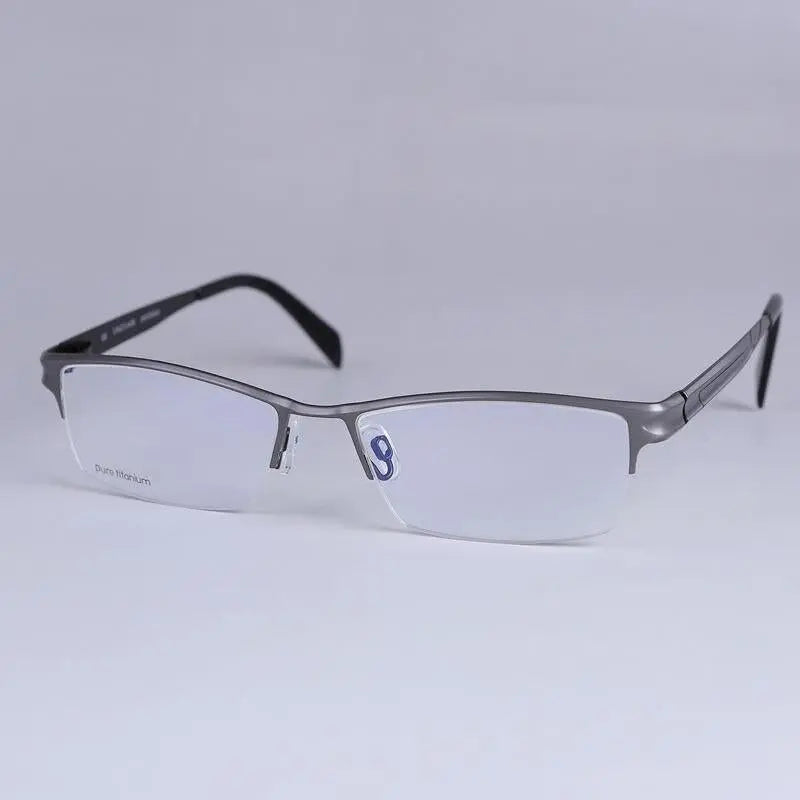 Men's Square Semi-Rimless Titanium Prescription Glasses 36027 — view 2 | Rx Spectacle