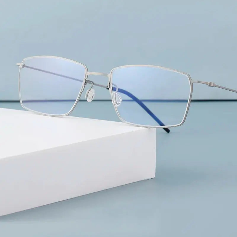 Women's Square Full Rim Titanium Screwless Prescription Glasses 65509 — view 4 | Rx Spectacle
