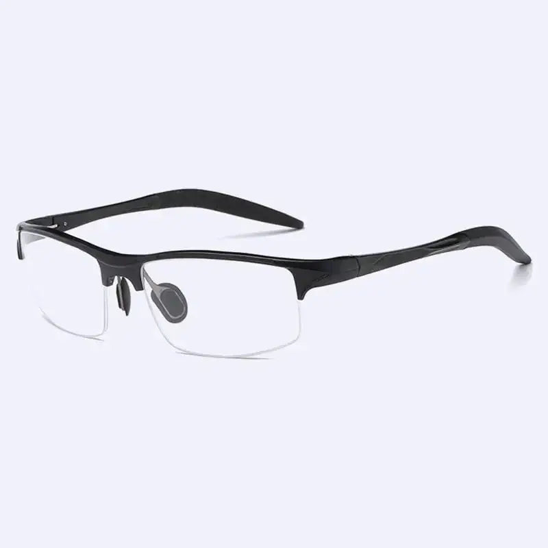 Unisex Rectangular Semi-Rimless Titanium Prescription Glasses 8177 — view 3 | Rx Spectacle