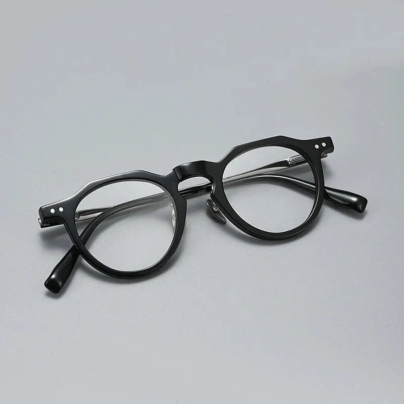 Women's Oval Full Rim Titanium Flat Top Prescription Glasses 396573 — view 1 | Rx Spectacle