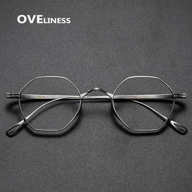Unisex Irregular Full Rim Titanium Prescription Glasses Ol1y52 — view 6 | Rx Spectacle