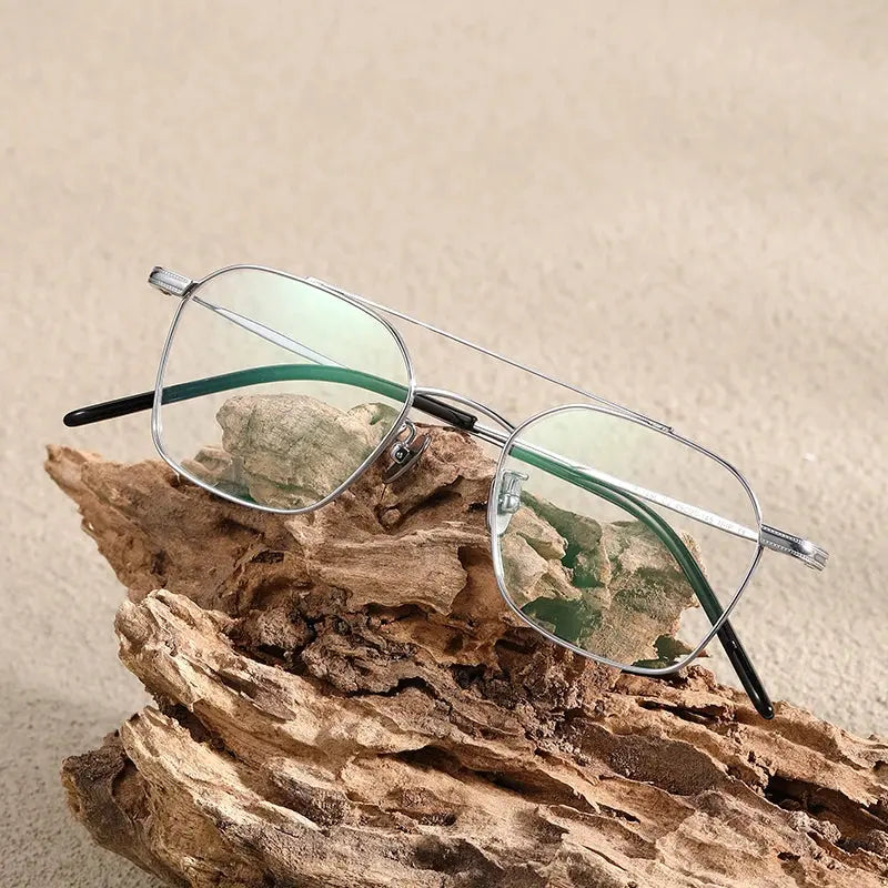 Women's Square Full Rim Titanium Double Bridge Prescription Glasses 382149 — view 5 | Rx Spectacle