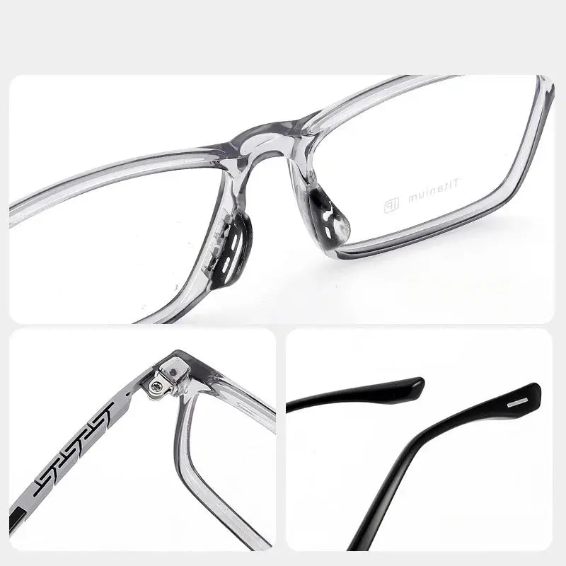 Men's Square Full Rim Titanium Prescription Glasses 23070 — view 6 | Rx Spectacle