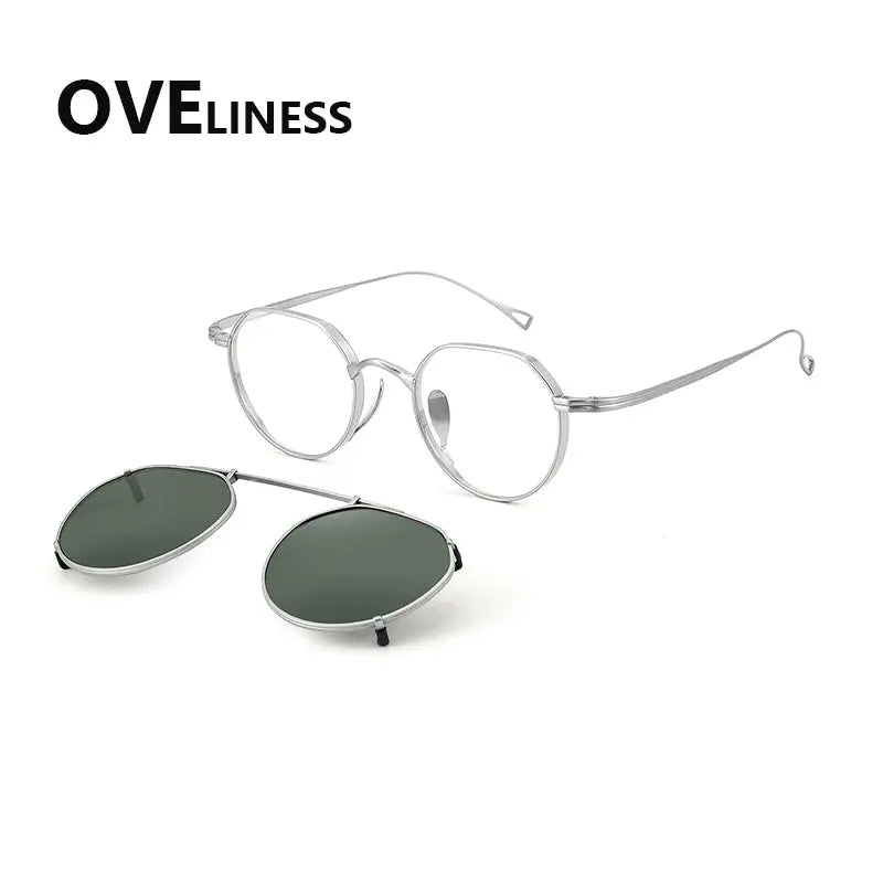 Women's Polygon Full Rim Titanium Clip-On Prescription Glasses 29916 — view 7 | Rx Spectacle