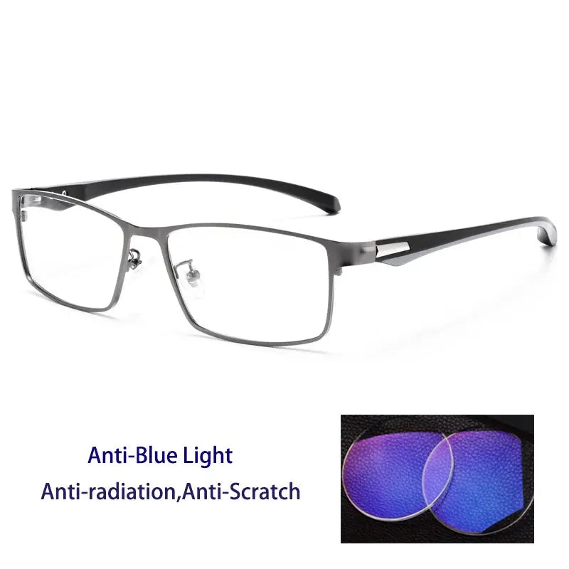 Men's Square Full Rim Alloy Reading Glasses 66071 — view 5 | Rx Spectacle
