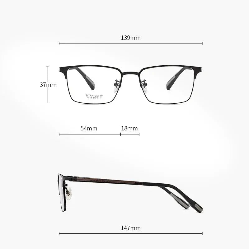 Unisex Square Full Rim Titanium Prescription Glasses 51105 — view 2 | Rx Spectacle