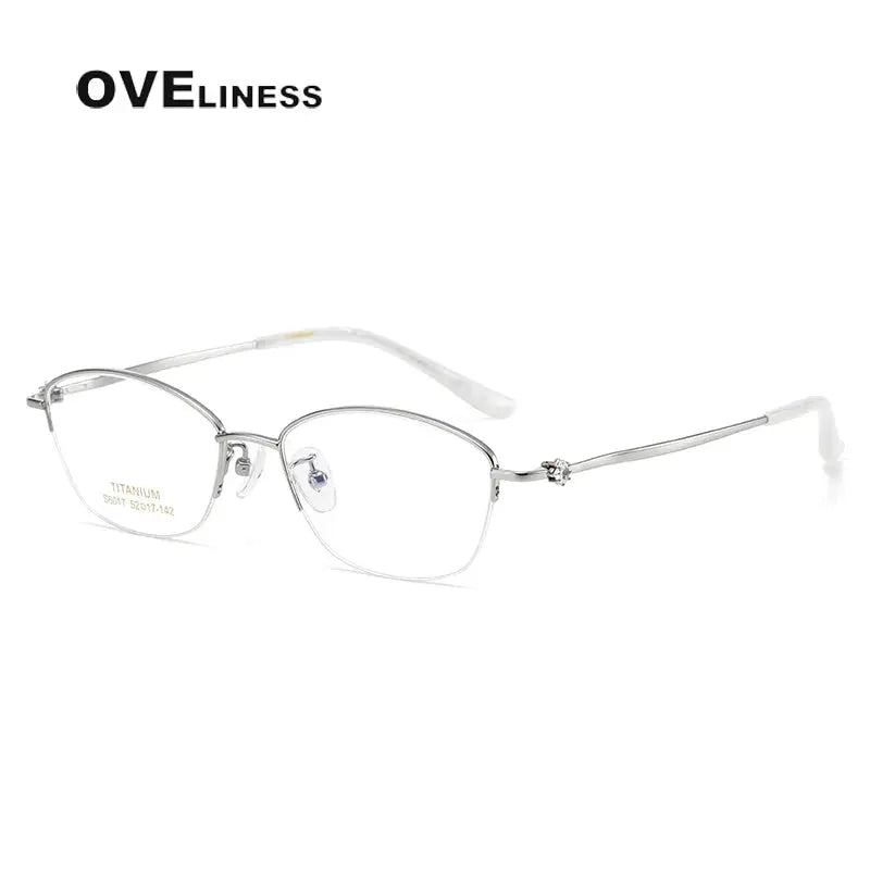 Women's Oval Semi-Rimless Titanium Prescription Glasses 6017 — view 2 | Rx Spectacle