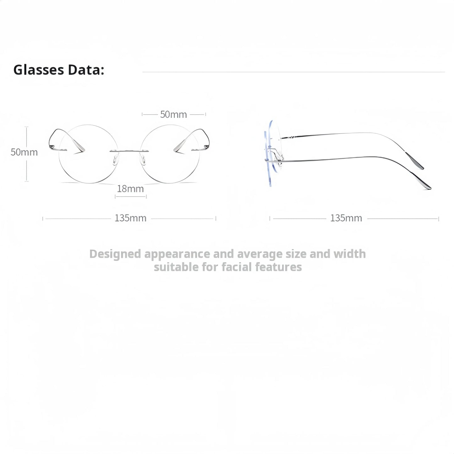 Women's Round Rimless Prescription Glasses 720176 — view 2 | Rx Spectacle