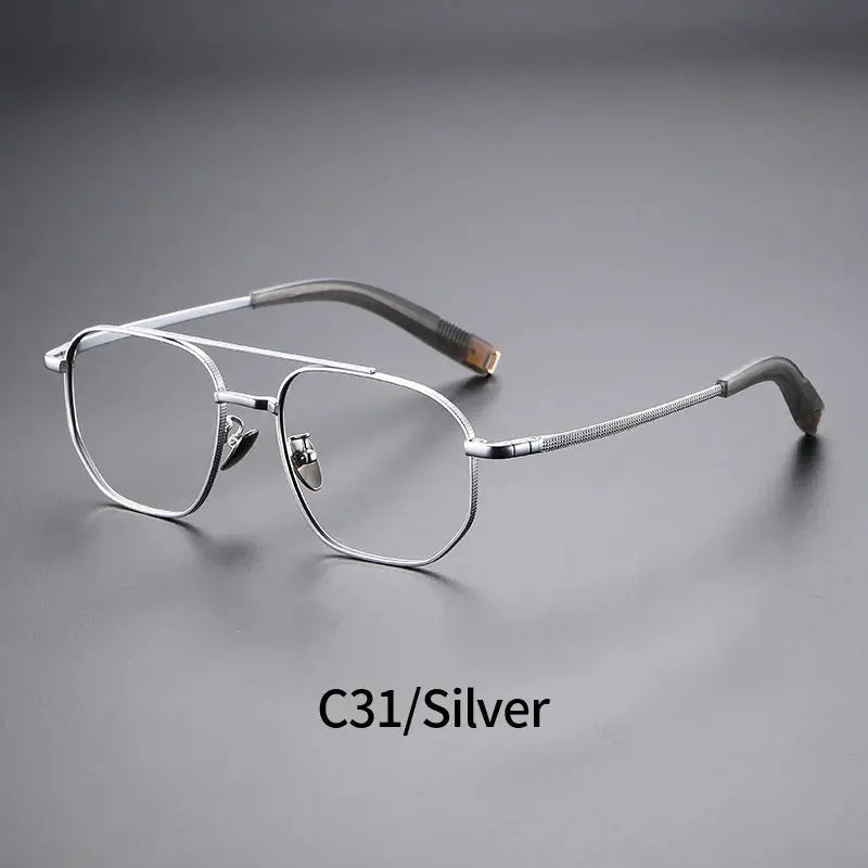 Unisex Square Full Rim Titanium Prescription Glasses 607518 — view 4 | Rx Spectacle