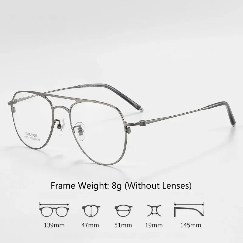 Unisex Oval Full Rim Titanium Double Bridge Prescription Glasses 89771 — view 2 | Rx Spectacle