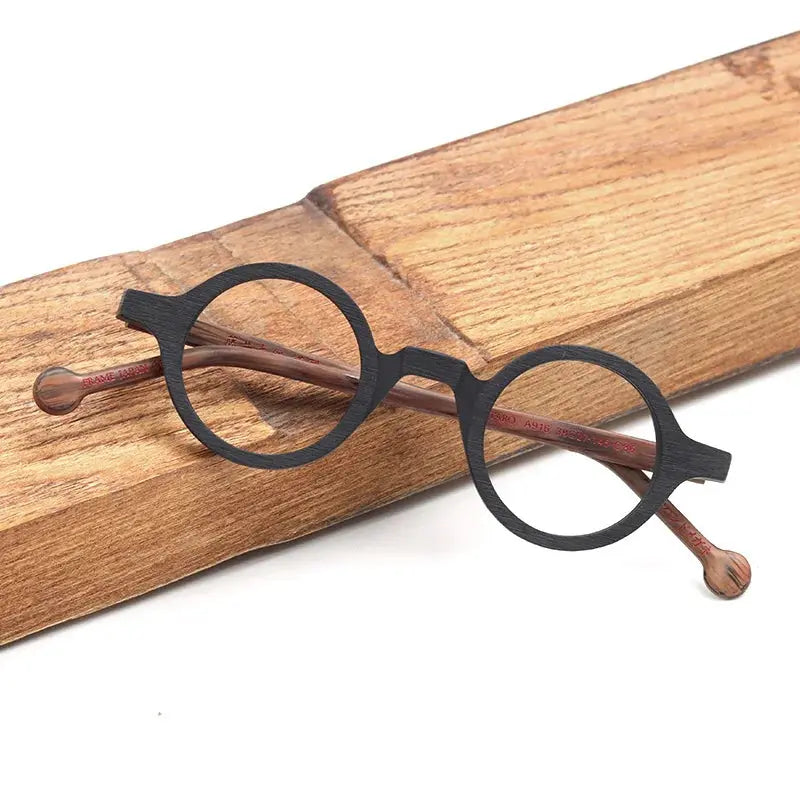 Unisex Round Full Rim Acetate Prescription Glasses A916 — view 2 | Rx Spectacle