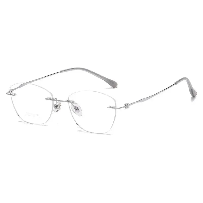 Women's Cat Eye Rimless Titanium Prescription Glasses 60204 — view 6 | Rx Spectacle