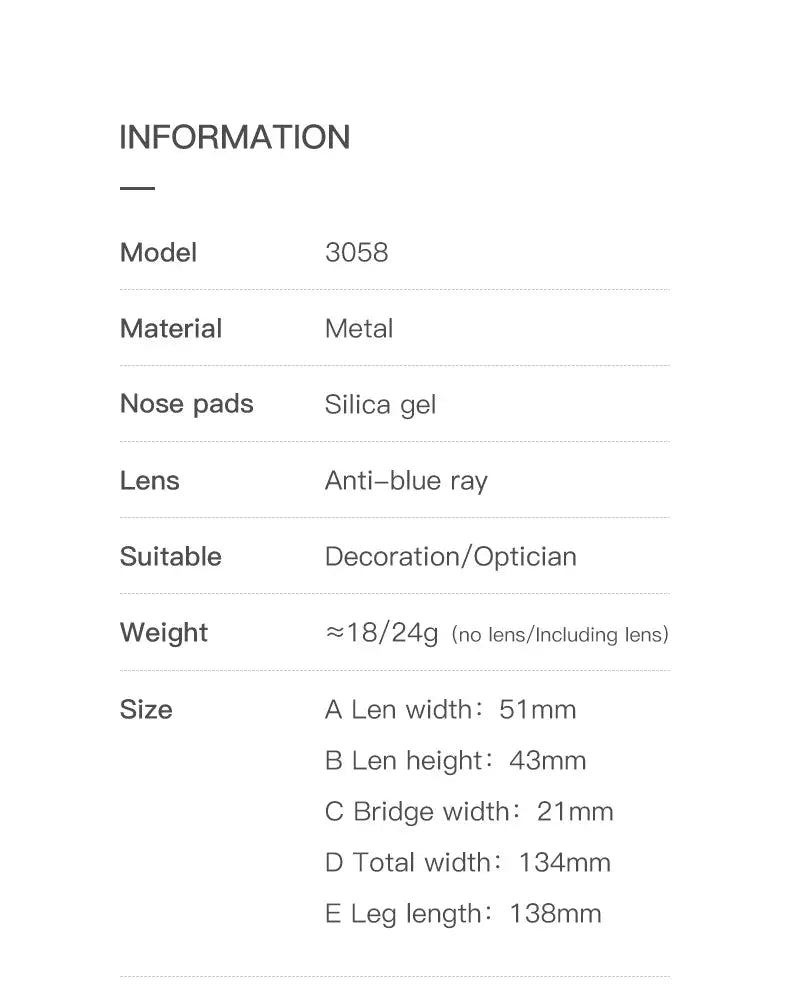 Women's Round Full Rim Alloy Prescription Glasses 3058 — view 10 | Rx Spectacle