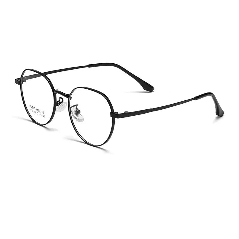 Women's Oval Full Rim Titanium Flat Top Prescription Glasses 1019 — view 3 | Rx Spectacle