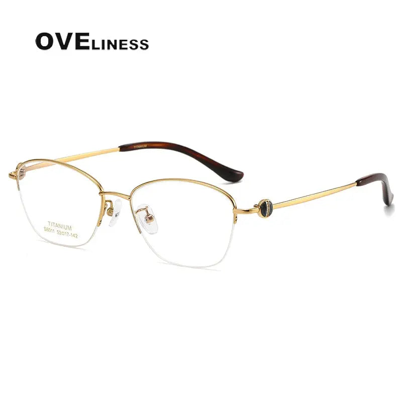 Women's Oval Semi-Rimless Titanium Prescription Glasses 196011 — view 2 | Rx Spectacle