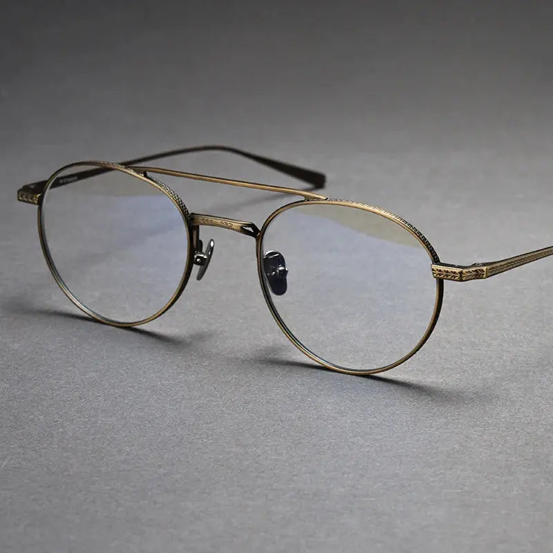 Unisex Round Full Rim Titanium Double Bridge Prescription Glasses 499020 — view 5 | Rx Spectacle