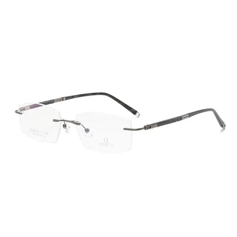 Unisex Square Rimless Titanium Prescription Glasses Y063 — view 6 | Rx Spectacle