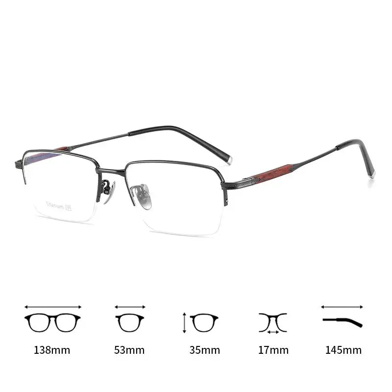 Women's Rectangular Semi-Rimless Titanium Prescription Glasses 182260 — view 4 | Rx Spectacle