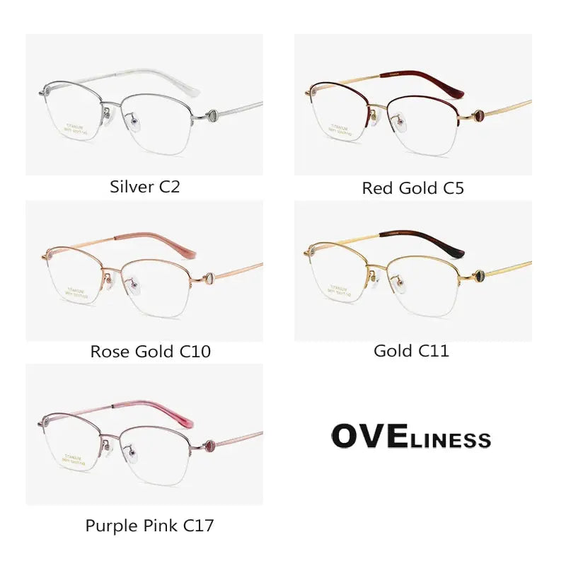 Women's Oval Semi-Rimless Titanium Prescription Glasses 196011 — view 5 | Rx Spectacle