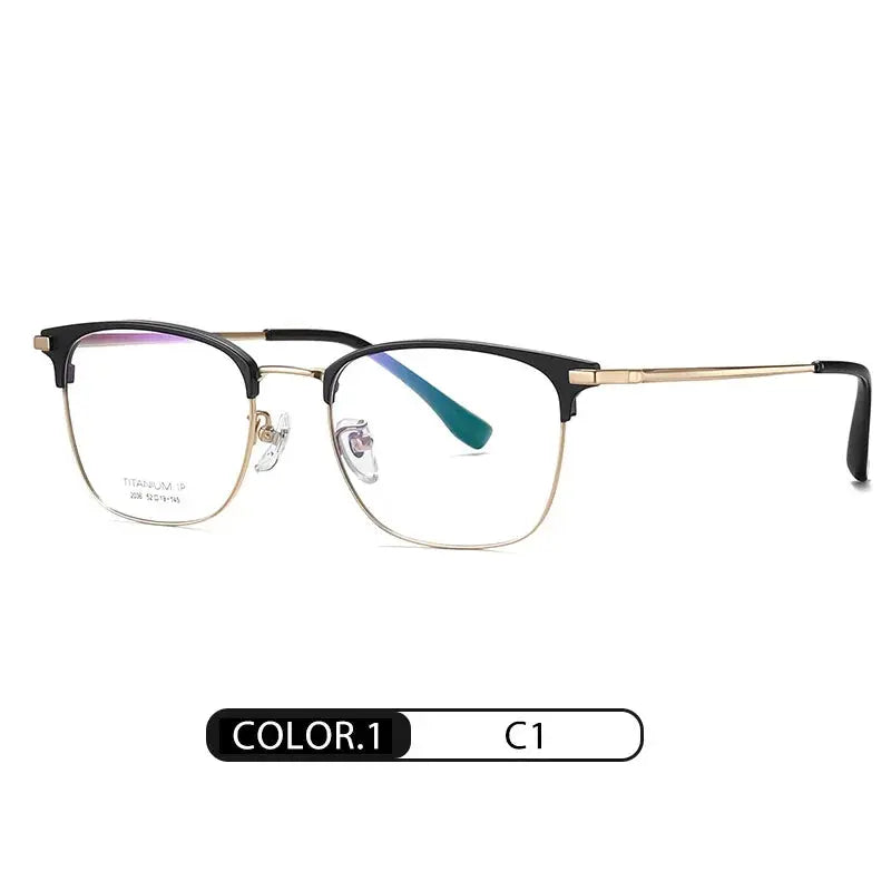 Unisex Square Full Rim Titanium Prescription Glasses 412036 — view 4 | Rx Spectacle
