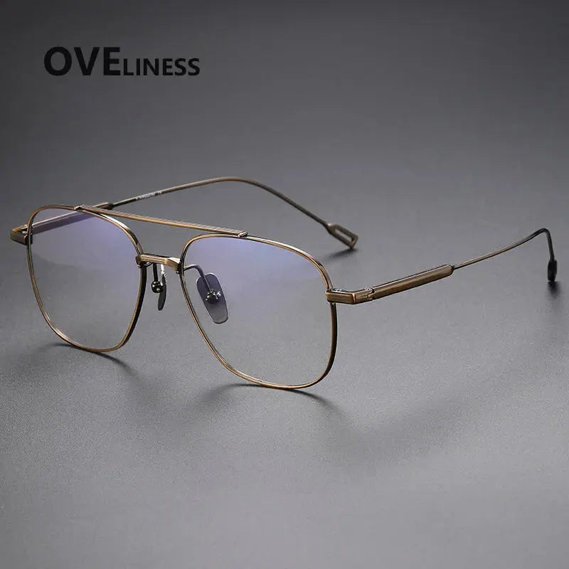 Men's Square Full Rim Titanium Double Bridge Prescription Glasses 81018 — view 4 | Rx Spectacle