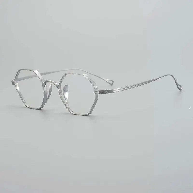 Unisex Polygon Full Rim Titanium Flat Top Prescription Glasses 49152 — view 4 | Rx Spectacle
