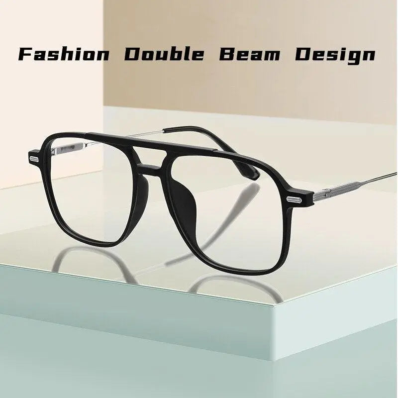 Unisex Square Full Rim Titanium Double Bridge Prescription Glasses 98008f — view 7 | Rx Spectacle