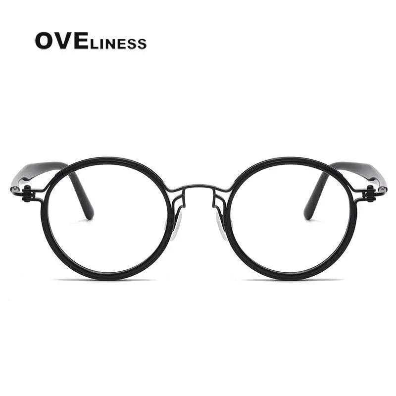 Unisex Round Full Rim Titanium Prescription Glasses 5862 — view 10 | Rx Spectacle