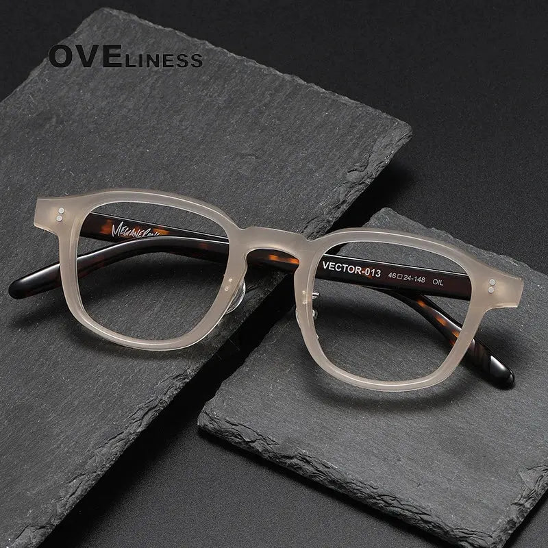 Unisex Square Full Rim Acetate Prescription Glasses V013 — view 7 | Rx Spectacle