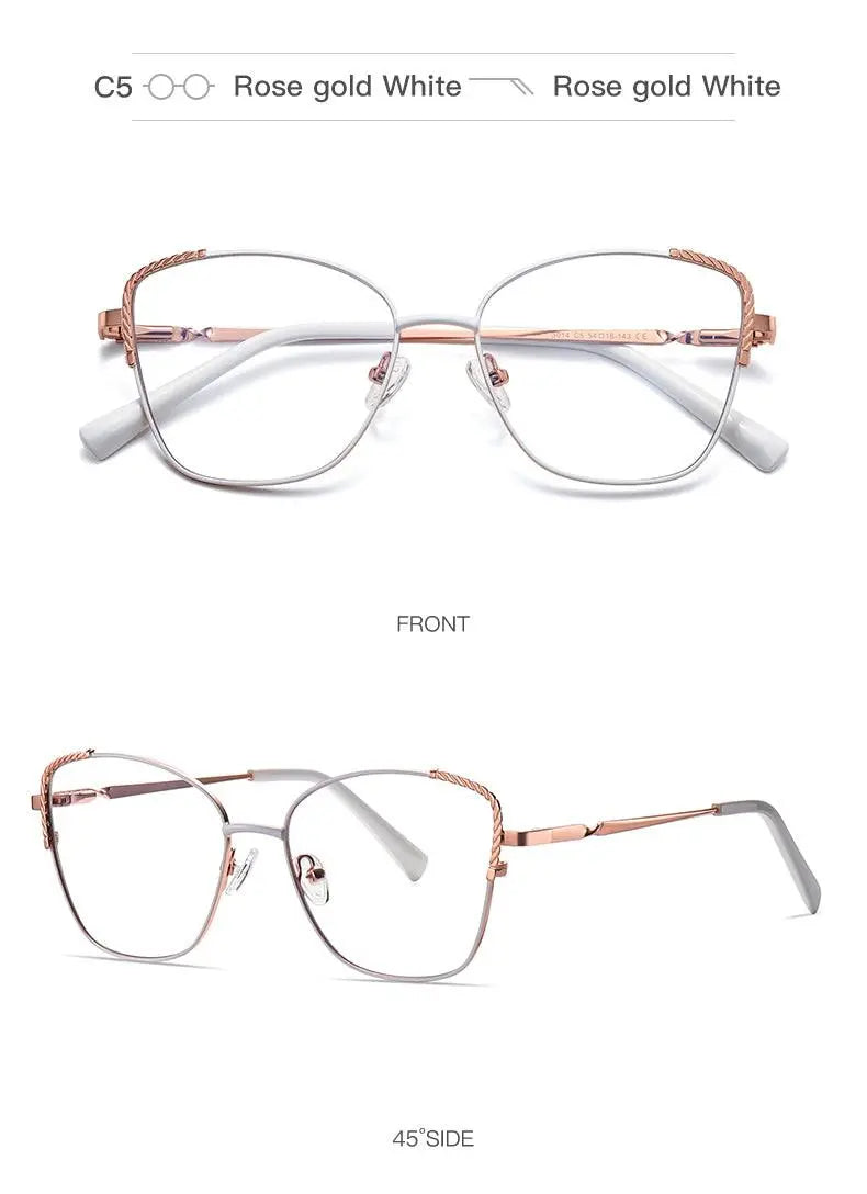 Women's Cat Eye Full Rim Alloy Prescription Glasses — view 19 | Rx Spectacle