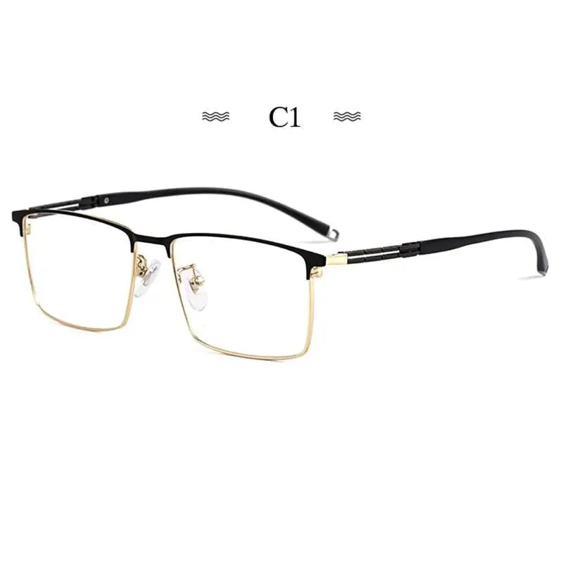 Men's Square Full Rim Titanium Prescription Glasses T8607t — view 5 | Rx Spectacle
